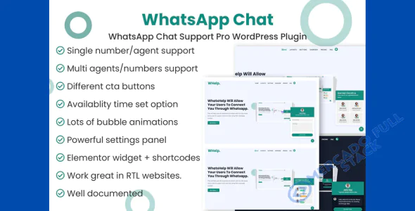 Plugin WordPress de suporte de bate-papo do WhatsApp Pro