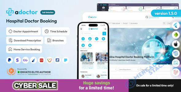 ADoctor - Aplicativo para Android e iOS de reserva de médicos hospitalares | Site | Painel Admin